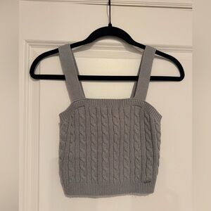 Hollister Grey Cable Knit Crop Tank Top